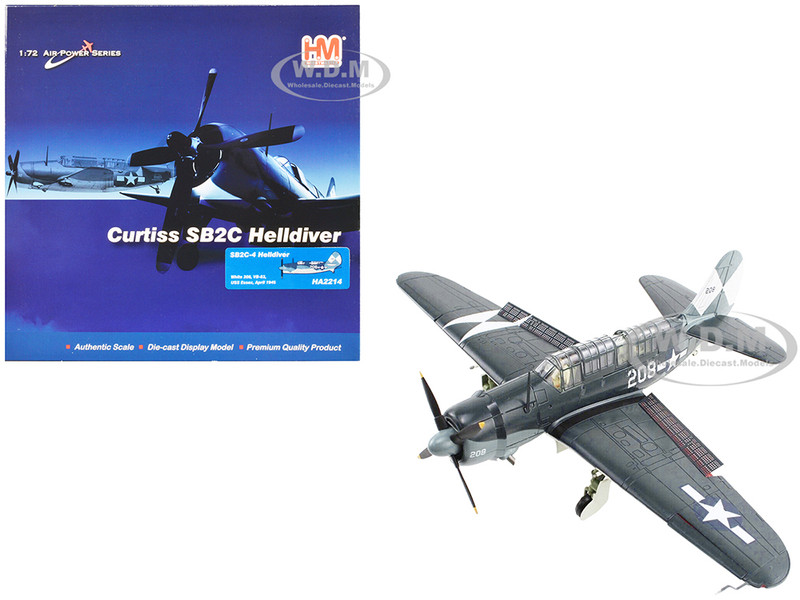 Curtiss SB2C 4 Helldiver Bomber Aircraft VB 83 USS Essex 1945 United States Navy Air Power Series 1/72 Diecast Model Hobby Master HA2214