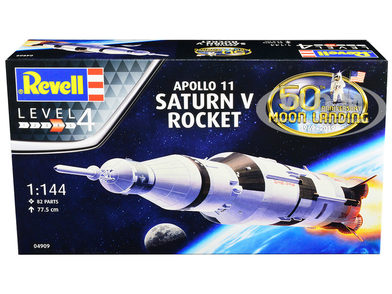 Level 4 Model Kit Apollo 11 Saturn V Rocket 50th Anniversary Moon Landing 1/144 Scale Model Revell REV04909