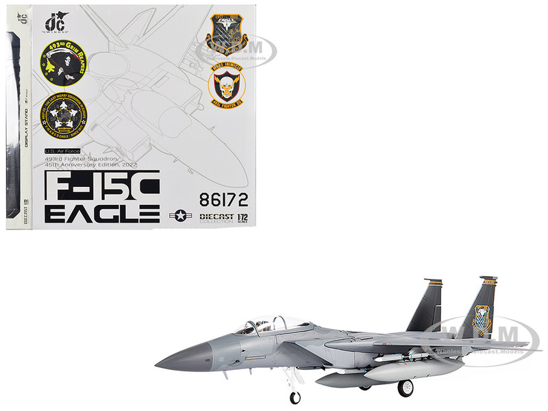 McDonnell Douglas F 15C Eagle Fighter Aircraft 493rd Fighter Squadron Grim Reapers 45th Anniversary Edition 2022 United States Air Force 1/72 Diecast Model JC Wings JCW-72-F15-023