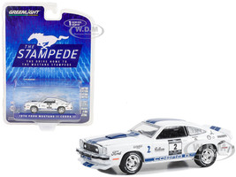 1976 Ford Mustang II Cobra II #2 White with Blue Stripes Stampede Car The Drive Home to the Mustang Stampede Series 1 1/64 Diecast Model Car Greenlight 13340B