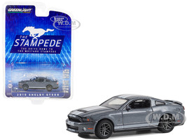 2010 Shelby GT500 Sterling Gray Metallic with White Stripes The Drive Home to the Mustang Stampede Series 1 1/64 Diecast Model Car Greenlight 13340D
