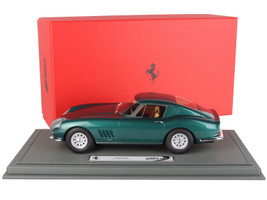 Ferrari 275 GTB Dark Green Metallic Paris Auto Show 1964 with DISPLAY CASE Limited Edition to 200 pieces Worldwide 1/18 Model Car BBR BBR1822C