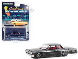 1964 Chevrolet Biscayne Lowrider Black with Red Interior California Lowriders Series 4 1/64 Diecast Model Car Greenlight 63050D