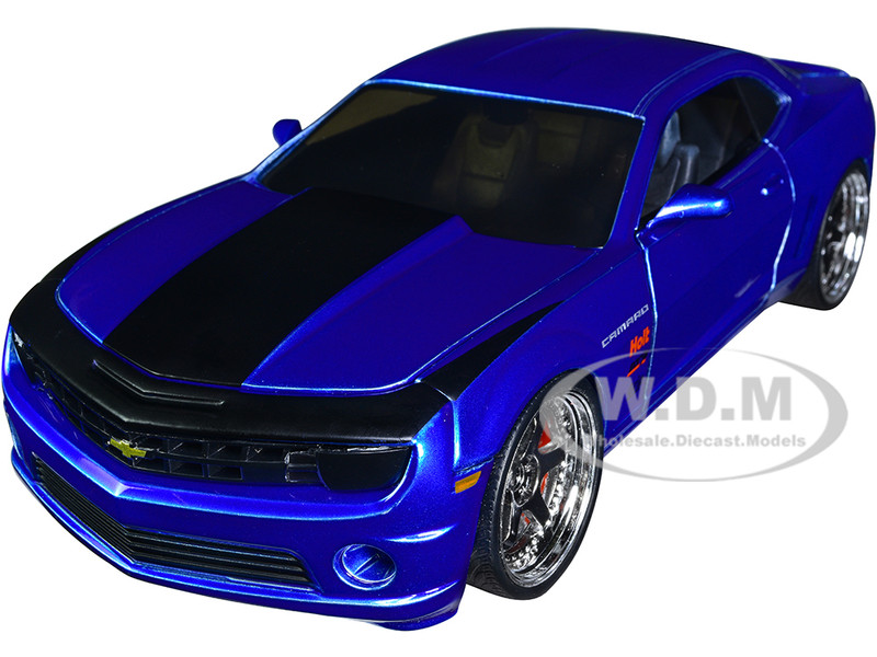 2010 Chevrolet Camaro Candy Blue with Black Hood Bigtime Muscle Series 1/24 Diecast Model Car Jada 34209