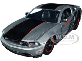 2010 Ford Mustang GT Matt Gray Metallic with Black Graphics and Stripes Ford Performance Bigtime Muscle Series 1/24 Diecast Model Car Jada 34210