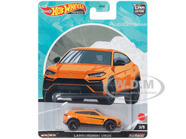 Lamborghini Urus Orange Metallic with Graphics Auto Strasse Series Diecast Model Car Hot Wheels HCK16