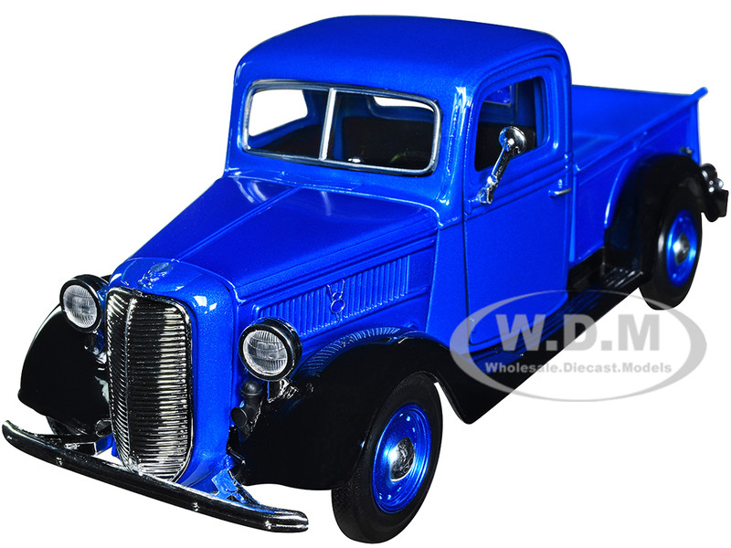 1937 Ford Pickup Truck Blue Metallic and Black American Classics 1/24 Diecast Model Car Motormax 73233AC-BLBK