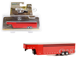 26 Foot Continuous Gooseneck Livestock Trailer Red Hitch & Tow Series 1/64 Diecast Model Car Greenlight 30423