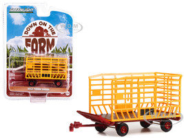 Bale Throw Wagon Yellow and Red Down on the Farm Series 7 1/64 Diecast Model Greenlight 48070F