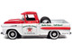 1958 Chevrolet Apache Fleetside Pickup Truck White Red Brock's Full Service - Texaco Tires Truck Bed 1/24 Diecast Model Car Auto World CP8028