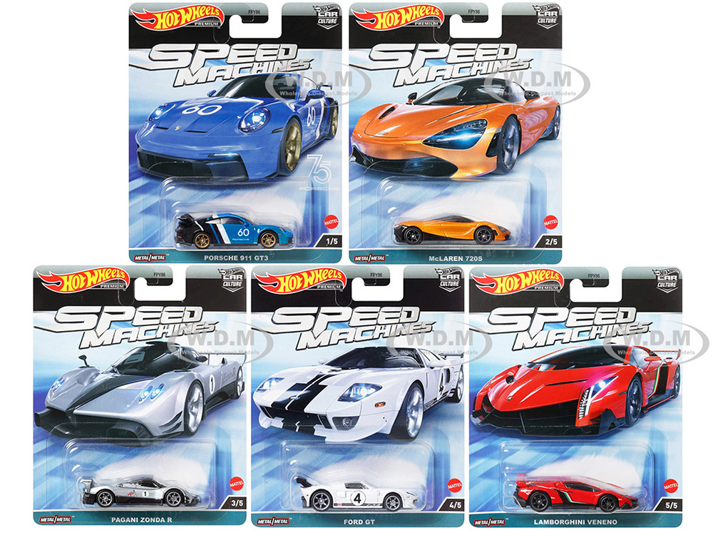 Hot Wheels Diecast Model Cars - Car Culture Series Speed Machines 5 Piece Set
