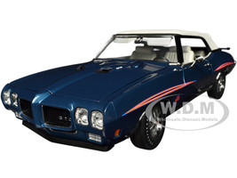 1970 Pontiac GTO Judge Convertible Atoll Blue Metallic with Graphics and White Interior Limited Edition to 432 pieces Worldwide 1/18 Diecast Model Car ACME A1801221