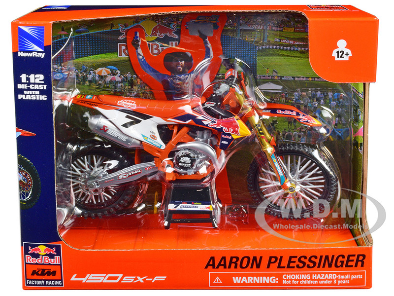 KTM 450 SX F Motorcycle 7 Aaron Plessinger Red Bull KTM Factory Racing 1/12 Diecast Model New Ray 58363
