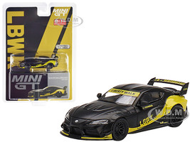 Toyota GR Supra LB Works Matt Black with Yellow Graphics Limited Edition to 1800 pieces Worldwide 1/64 Diecast Model Car True Scale Miniatures MGT00472
