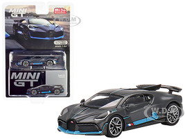 Bugatti Divo Presentation Matt Gray with Light Blue Accents Limited Edition to 5400 pieces Worldwide 1/64 Diecast Model Car True Scale Miniatures MGT00474