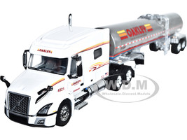 Volvo VNL 740 Mid Roof Sleeper with Brenner Food Grade Tanker Trailer  Oakley Transport White with Graphics 1/64 Diecast Model DCP First Gear 60-0674