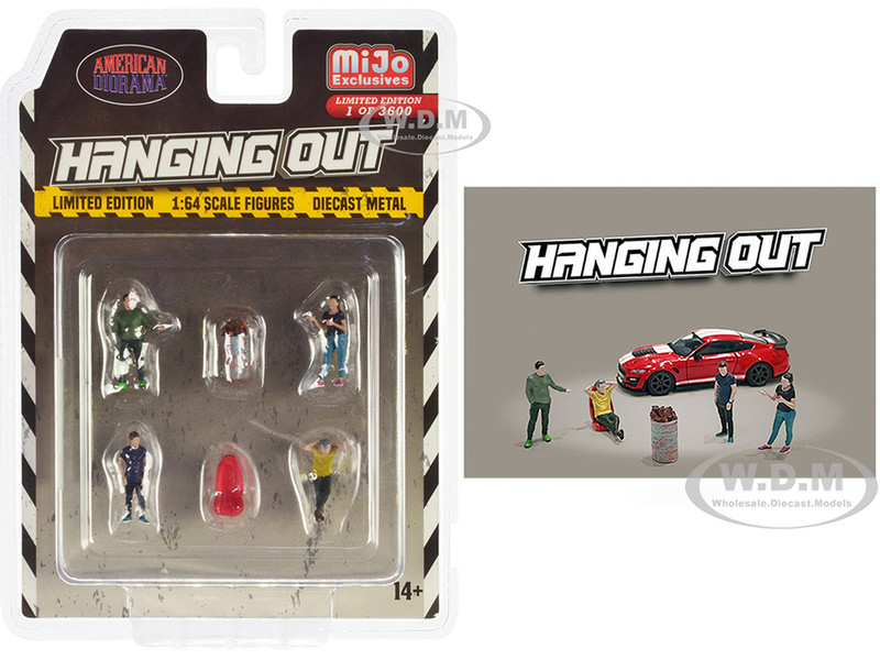Hanging Out 6 piece Diecast Figure Set 4 Figures 1 Seat 1 Barrel Limited Edition to 3600 pieces Worldwide 1/64 Scale Models American Diorama AD-76514MJ