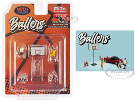 Ballers 5 piece Diecast Figure Set 4 Figures 1 Basketball Hoop Limited Edition to 3600 pieces Worldwide 1/64 Scale Models American Diorama AD-76516MJ