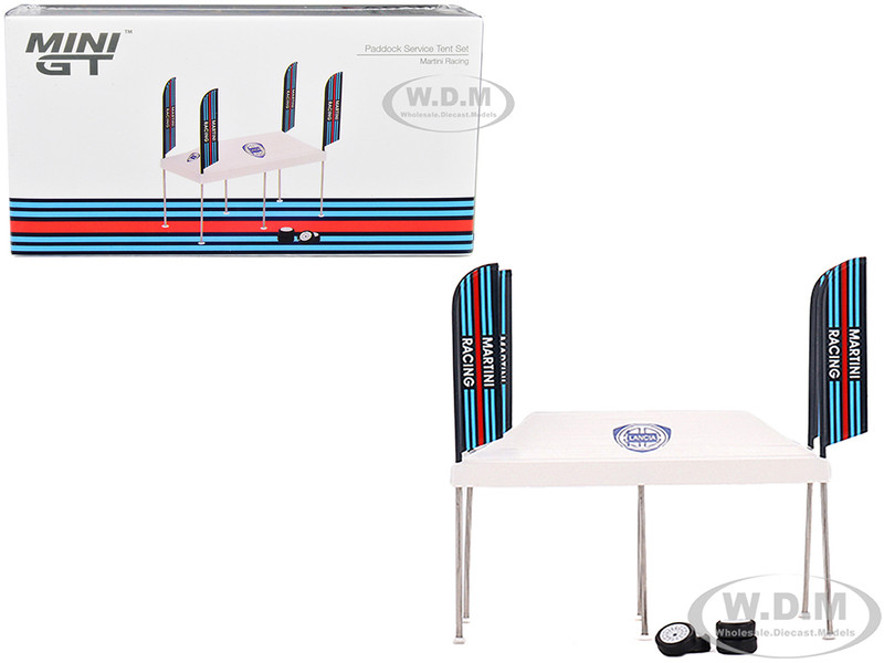 Paddock Service Tent Set with Extra Wheels Martini Racing for 1/64 scale models True Scale Miniatures MGTAC16