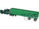 Peterbilt 359 with 63 Mid Roof Sleeper and Utility Roll Tarp Trailer Green Metallic with Black Graphics 1/64 Diecast Model DCP/First Gear 60-1607