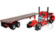Peterbilt 359 Day Cab and 48 Utility Flatbed Trailer Red and White 1/64 Diecast Model DCP/First Gear 60-1682