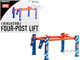 Adjustable Four Post Lift NOS Nitrous Oxide Systems Blue and Orange for 1/18 Scale Model Cars Greenlight 13672