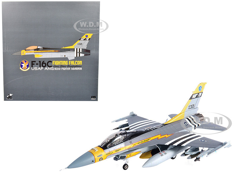 General Dynamics F 16C Fighting Falcon Fighter Aircraft USAF Texas ANG 182nd FS Lone Star Gunfighters 70 years Anniversary Edition 2017 1/72 Diecast Model JC Wings JCW-72-F16-013