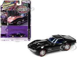 1969 Chevrolet Corvette 427 Tuxedo Black with Blue Interior MCACN Muscle Car and Corvette Nationals Limited Edition to 4212 pieces Worldwide Muscle Cars USA Series 1/64 Diecast Model Car Johnny Lightning JLMC031-JLSP291B