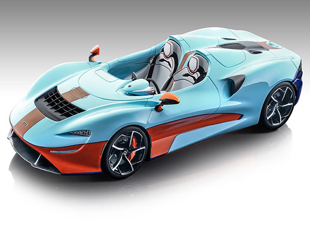 Tecnomodel 1/18 マクラーレン Mclaren ELVA オレンジ 2020 McLaren Elva Convertible Light Blue with Orange Accents