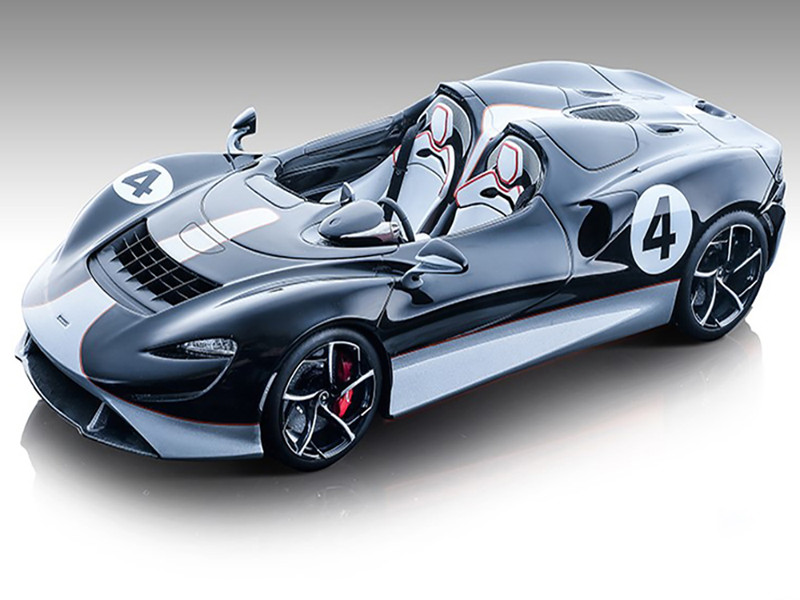 2020 McLaren Elva Convertible 4 Black with Silver Accents Exclusive Collection Series Limited Edition to 79 pieces Worldwide 1/18 Model Car Tecnomodel T18-EX09B