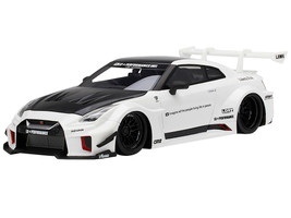 Nissan 35GT RR Ver 2 LB Silhouette Works GT RHD Right Hand Drive White with Black Hood and Top 1/18 Model Car Top Speed TS0368