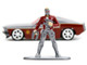 1969 Ford Mustang Silver Metallic and Dark Red and Star Lord Diecast Figure Marvel Guardians of the Galaxy Hollywood Rides Series 1/32 Diecast Model Car Jada 33077