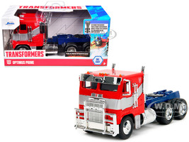 Optimus Prime Tractor Truck Red and Blue with Silver Stripes Transformers Rise of the Beasts 2023 Movie Hollywood Rides Series 1/32 Diecast Model Car Jada 34257