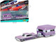 1959 Chevrolet Impala Purple Metallic with White Graphics and Alameda Trailer Purple Metallic and White Tow & Go Series 1/64 Diecast Model Car Maisto 15368-22C