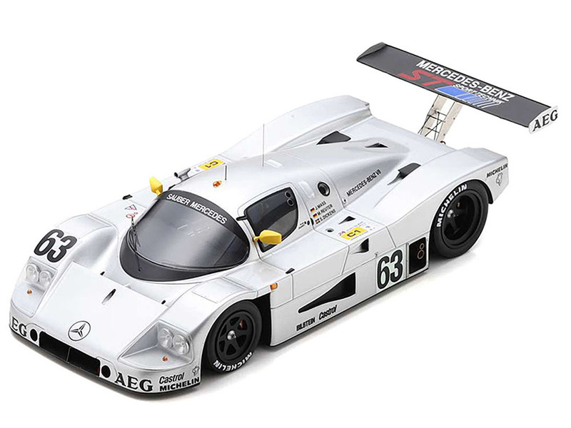 Sauber C9 #63 Jochen Mass Manuel Reuter Stanley Dickens Team Sauber Mercedes Winner 24 Hours of Le Mans 1989 with Acrylic Display Case 1/18 Model Car Spark 18LM89