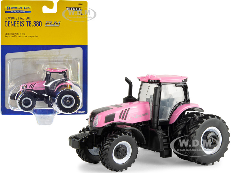 New Holland Genesis T8.380 Tractor Dual Wheels Pink 1/64 Diecast Model ERTL TOMY 13997