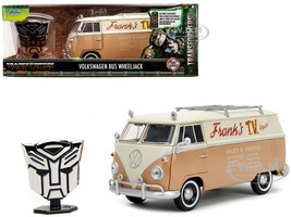Volkswagen Bus WheelJack Tan and Beige Frank s TV Repair and Transformers Logo Diecast Statue Transformers Rise of the Beasts 2023 Movie Hollywood Rides Series 1/24 Diecast Model Car Jada 34264