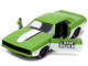 1973 Plymouth Barracuda Green Metallic and White and She Hulk Diecast Figure The Savage She Hulk Hollywood Rides Series 1/32 Diecast Model Car Jada 34273