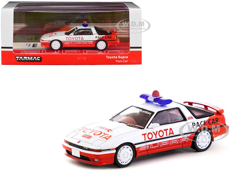 Toyota Supra RHD Right Hand Drive White and Red Pace Car Hobby64 Series 1/64 Diecast Model Car Tarmac Works T64-064-PAC