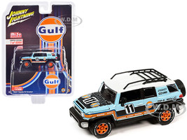 2007 Toyota FJ Cruiser #11 Light Blue Gulf Oil with Roofrack Limited Edition to 6000 pieces Worldwide 1/64 Diecast Model Car Johnny Lightning JLCP7415