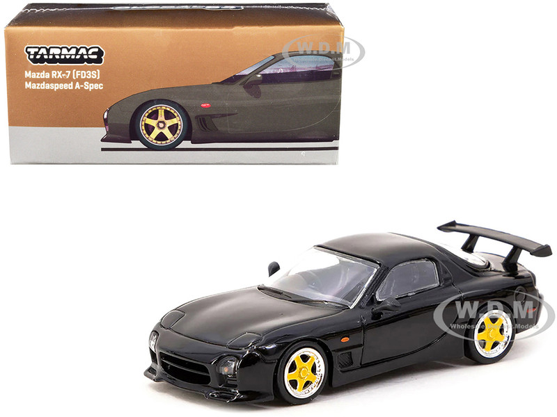 Mazda RX 7 FD3S Mazdaspeed A Spec Brilliant Black Global64 Series 1/64 Diecast Model Tarmac Works T64G-012-BK