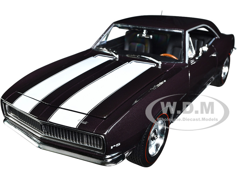 1967 Chevrolet Camaro Z 28 Royal Plum with White Stripes Muscle Car & Corvette Nationals MCACN 1/18 Diecast Model Car Auto World AMM1297