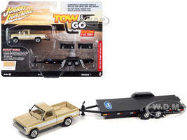 1983 Ford Ranger XLS Pickup Truck Light Desert Tan and White with Open Flatbed Trailer Limited Edition to 7264 pieces Worldwide Tow & Go Series 1/64 Diecast Model Car Johnny Lightning JLBT017-JLSP316A