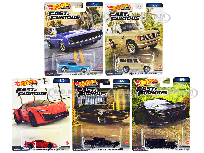 Fast & Furious 2023 5 piece Set B Diecast Model Cars Hot Wheels HNW46-956B
