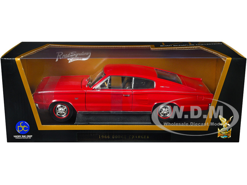 1966 DODGE CHARGER RED 1/18 DIECAST MODEL CAR BY ROAD SIGNATURE
