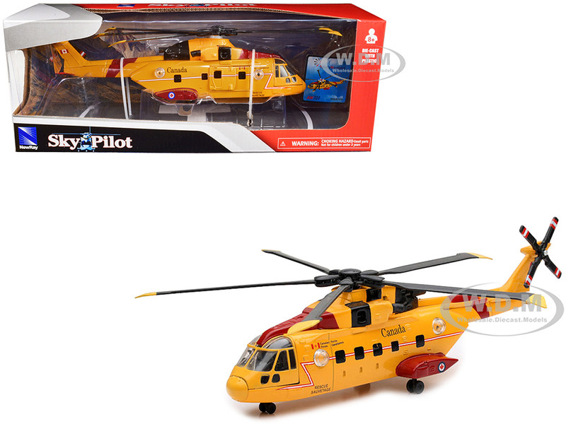 AgustaWestland AW101 EH101 Helicopter Yellow Canada Forces Search & Rescue Sky Pilot Series 1/72 Diecast Model New Ray 25513