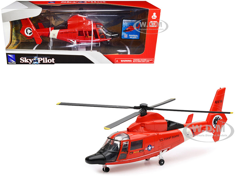 Eurocopter Dauphin HH 65C Helicopter Red United States Coast Guard Sky Pilot Series 1/48 Diecast Model New Ray 25903