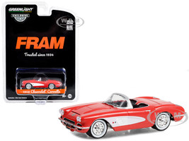 1958 Chevrolet Corvette Convertible Red FRAM Oil Filters Trusted Since 1934 Hobby Exclusive Series 1/64 Diecast Model Car Greenlight 30388