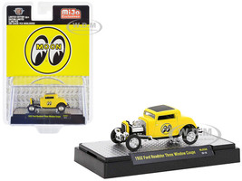 1932 Ford Roadster Three Window Coupe Yellow with Black Top Mooneyes Limited Edition to 3600 pieces Worldwide 1/64 Diecast Model Car M2 Machines 31500-MJS56