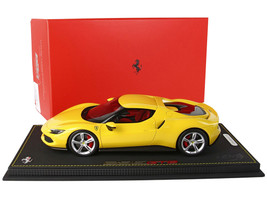 Ferrari 296 GTB Giallo Modena Yellow with DISPLAY CASE Limited Edition to 99 pieces Worldwide 1/18 Diecast Model Car BBR P18210C